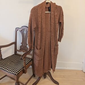 Agnes & Dora Rust Knit Long Open Cardigan